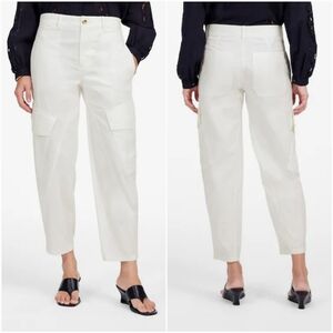 Madewell Barrel Leg Utility Pant White Sz 0 Garment Dyed Twill